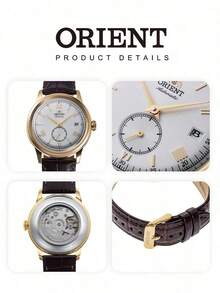 Orient Men's Bambino V2 Automatic Mechanical Watch, White Dial, Gold Hands, Date Display, Brown Leather Strap, 30m Waterproof RA-AP0106S30B - Silver - View 5