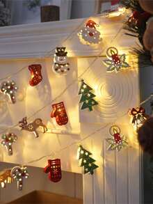 Christmas String Lights LED Gift Decorative Lights Santa Claus Snowman Tree And Christmas Stocking Decorations Suitable For Christmas Tree Decoration, Bedroom, Party, Desktop And Holiday Home Decor - Multicolor - View 5