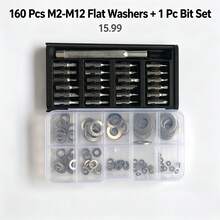 180pcs M2-M10 Stainless Steel Flat Washer Set, Rust-Proof Round Metal Washers With Storage Box, Reinforced Anti-Loosening Washers, Suitable For Woodworking DIY Furniture Home Repair Hardware Tools, Can Be Used With Screwdriver Set - Durable Version - View 17