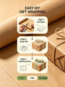 1roll Kraft Paper Roll For Gift Wrapping And Flower Bouquet Packaging, Brown Wrapping Paper For DIY Crafts, Party Decoration, Decorative Paper 10m/50m - B-Brown - View 10