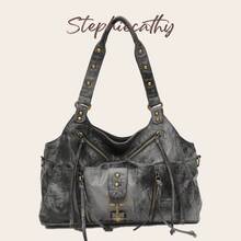 STEPHIECATHY Women's Bucket Shoulder Bag, Textured Washed PU Vegan Leather Handbag, Large Capacity, Multi-Pocket, Tote Crossbody Bag, Daily Casual Commute Travel - Multicolor - View 7