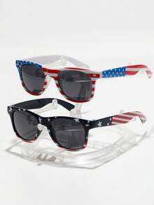 American Flag Star & Stripe Classic Rivet Glasses With Glasses Cord - Multicolor - View 5