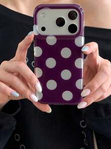 Casing Ponsel Polkadot Burgundy Kompatibel dengan Apple 18 Pro Max, 16 Pro, 16, 17 Pro, 15 Pro, Pelindung Tahan Guncangan dengan Tepi Lembut Matte Baru, Perlindungan Penuh - Purple - View 2