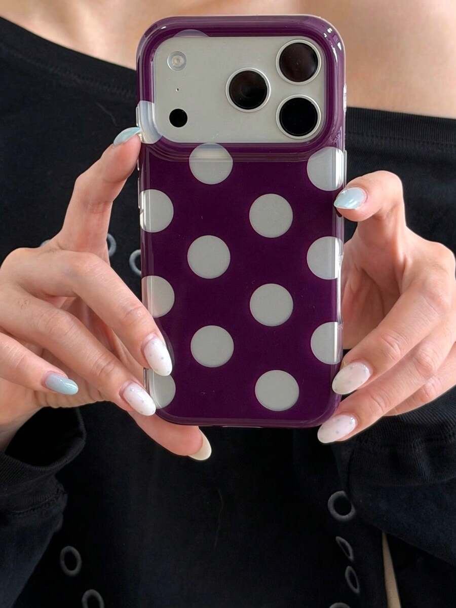 Casing Ponsel Polkadot Burgundy Kompatibel dengan Apple 18 Pro Max, 16 Pro, 16, 17 Pro, 15 Pro, Pelindung Tahan Guncangan dengan Tepi Lembut Matte Baru, Perlindungan Penuh