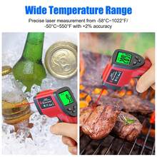 Digital Infrared Thermometer Gun -58℉ To 1022℉ (-50℃ To 550℃), Adjustable Emissivity, Laser Temperature Gun For Cooking, BBQ, Oven, Engine, And Industrial Use (Not For Human Bod - Multicolor - View 6