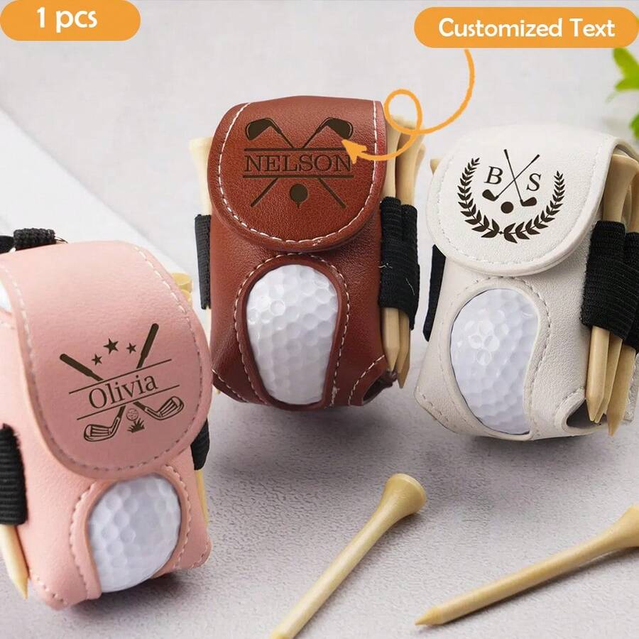 TONGFANTECH Tas Bola Golf Kulit yang Dipersonalisasi, Tempat Penyimpan Tee Golf Mini - MultiWarna - View 1