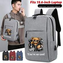 A Cool Print Backpack, "You're So Cool" Text Print, Multi-Color Options, Campus Backpack, Office Commute Laptop Bag, Minimalist Backpack For Campus And Travel, Unisex, All Season - Backpack - View 4