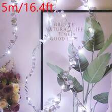 1 buah Lampu Hias LED Daun Perak, Lampu Hias Ranting dengan Daun Perak, Bertenaga Baterai, Dekorasi Festival, Pesta, Pernikahan, Ulang Tahun, Lampu Hias Dinding Ruangan Dalam Ruangan, Lampu Rotan, Lampu Hias Meja Makan - Putih - View 8