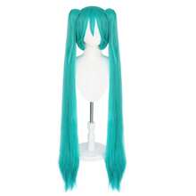 Blue Long Anime Cosplay Wig - Clip-On Twin Tails Heat Resistant, 38 Inch Roleplay Hairpiece, Includes Wig Cap, Suitable For Daily Wear And Conventions Halloween - Mint Blue - View 5
