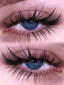 5 Pairs Of Transparent Stem Fluffy Cat Eye/Fox Eye False Eyelashes . Natural Look, Soft & Curled, Lash Extension, Dramatic Lashes Strip Lashes, Lashes, Eyelashes, Fake Lashes - Black - View 2