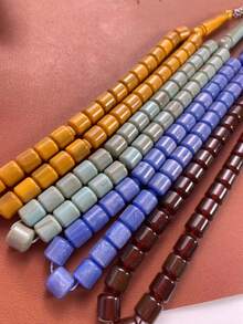 1pc 33-Bead Multicolor Resin Straight-Cut Barrel Beads Tasbih Prayer Beads, Faux Jade Texture, Handmade Woven Tassel, Handheld Prayer Beads For Worship And Prayer - Multicolor - View 5