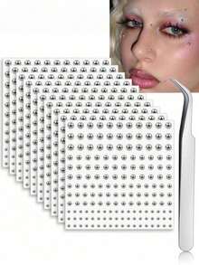 1650/825/165PCS Of 3-6mm Silver-Plated Acrylic Fake Nose Rings, Earrings, Stickers, Fake Eyebrows, Lip Rings, Non-Piercing Body Jewelry, Face Stickers, Holiday Gifts - Silver - View 1