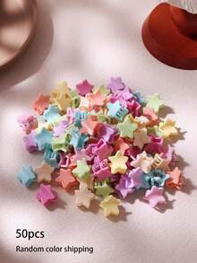 10/30/50/100pcs 1cm Pastel Star Hair Clips Mini Hair Claws For Women Braiding Hair Decoration Small Hair Fixing Clips Cute Vibrant Versatile Hair Accessories (Random Color) - Multicolor - View 7