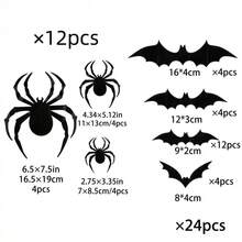 36pcs 3D Realistic Paper Bats Wall Decor, Black Bat Stickers, Halloween Cos Party Home Background Decoration - Multicolor - View 11