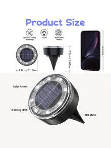 Solar Powered In-Ground Light IP44 Solar Powered In-Ground Lighting Fixture Upgraded Version LED Flat Landscape Light Suitable For Outdoor Walkways Sidewalks Gardens Courtyards Parks Alleys Seasonal Decoration Holiday Decoration - Wire-free - View 4
