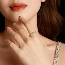 WOSTU 925 Sterling Silver Four Leaf Clover Ring Moissanite Minimalist Stackable For Women Wedding Anniversary Party Gift For Her Adjustable Nickel Free 1PC - MSR072 - View 9