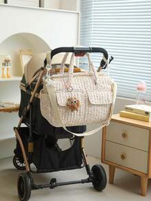 Tas Popok Universal Motif Bunga untuk Ibu & Ayah, Tas Ganti Popok Berbahan Quilted dengan Tali Bahu Panjang, Cocok untuk Bayi Laki-laki & Perempuan, Perlengkapan Bayi - MultiWarna - View 8