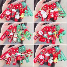 2PCS Creative Christmas Keychain - 3D Cartoon Pendant Santa Claus Snowman Reindeer Gift Doll Machine Gift Keychain - A - View 5