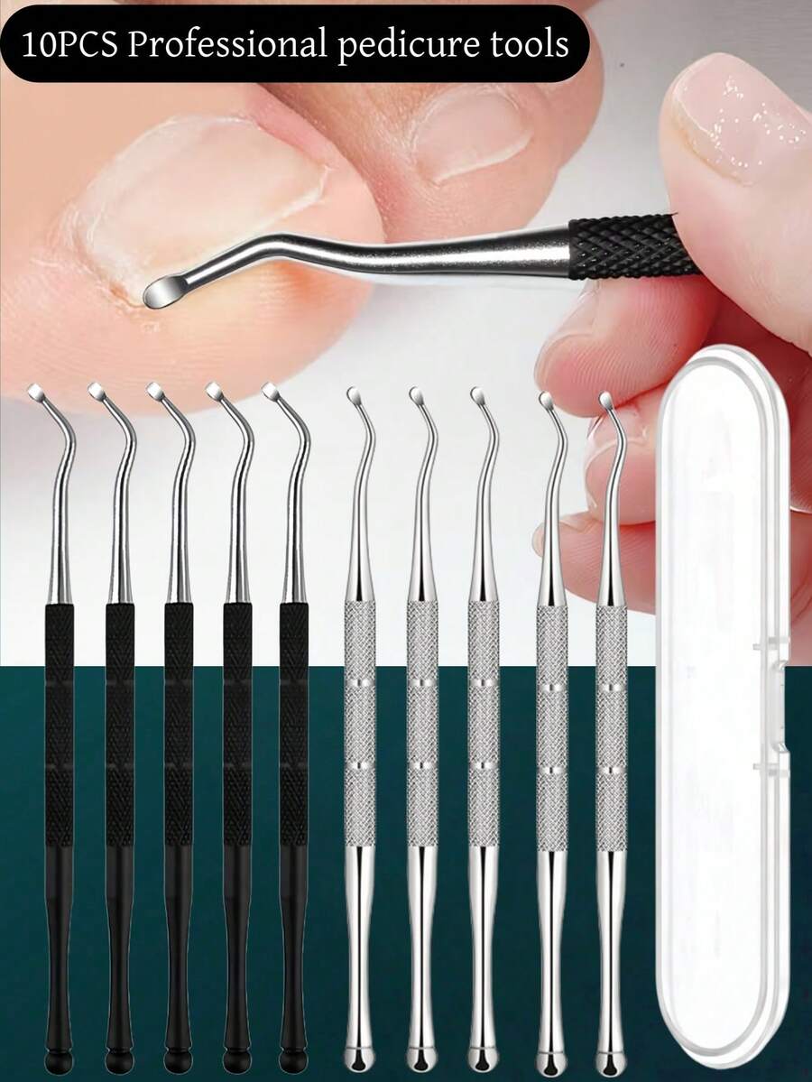 10PCS Stainless Steel Nail Cleaner & Cuticle Pusher - Multicolor - View 1
