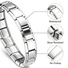 1pc High-Quality Men's Silver Stainless Steel Elastic Bracelet, Rectangular Link Design, Waterproof, Rust-Resistant, Hypoallergenic, Fade-Resistant, Daily Wear, Party, Gift Accessory - Silver - View 4