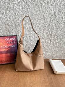 Women's New Fashion Design Large Tote Bag, Shoulder Bag, Textured Handbag - Khaki - View 8