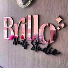 1pc Personalized Custom Text Logo, Acrylic Mirror & Black Letter Cutout, Laser Cut Corporate Sign, Laser Cut Logo Sign, Corporate Wall Sign, Indoor Decor Commercial Logo Studio Customization - Multicolor - View 3