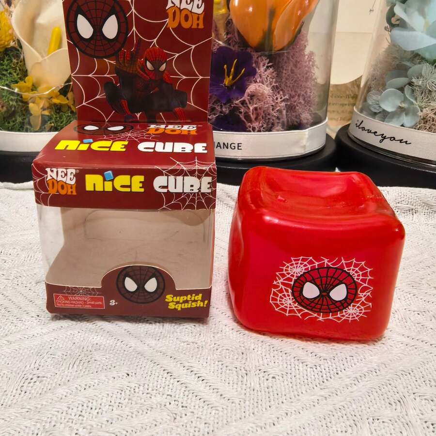 1PC Ice Cube Spider‑Man, Maltose Block Stress Relief Fidget Toy, Cute Rebound Squeeze Vent Toy For Kids Adults