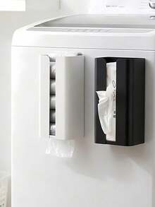 Wall-Mounted Tissue Box Suction Tissue Dispenser For Paper Towels Or Trash Bags Space-Saving Plastic Bag Holder Multi-Functional Tissue Storage Device For Living Room Kitchen Toilet Roll Storage Bathroom Accessories Toilet Accessories Home Accessory - Multicolor - View 2