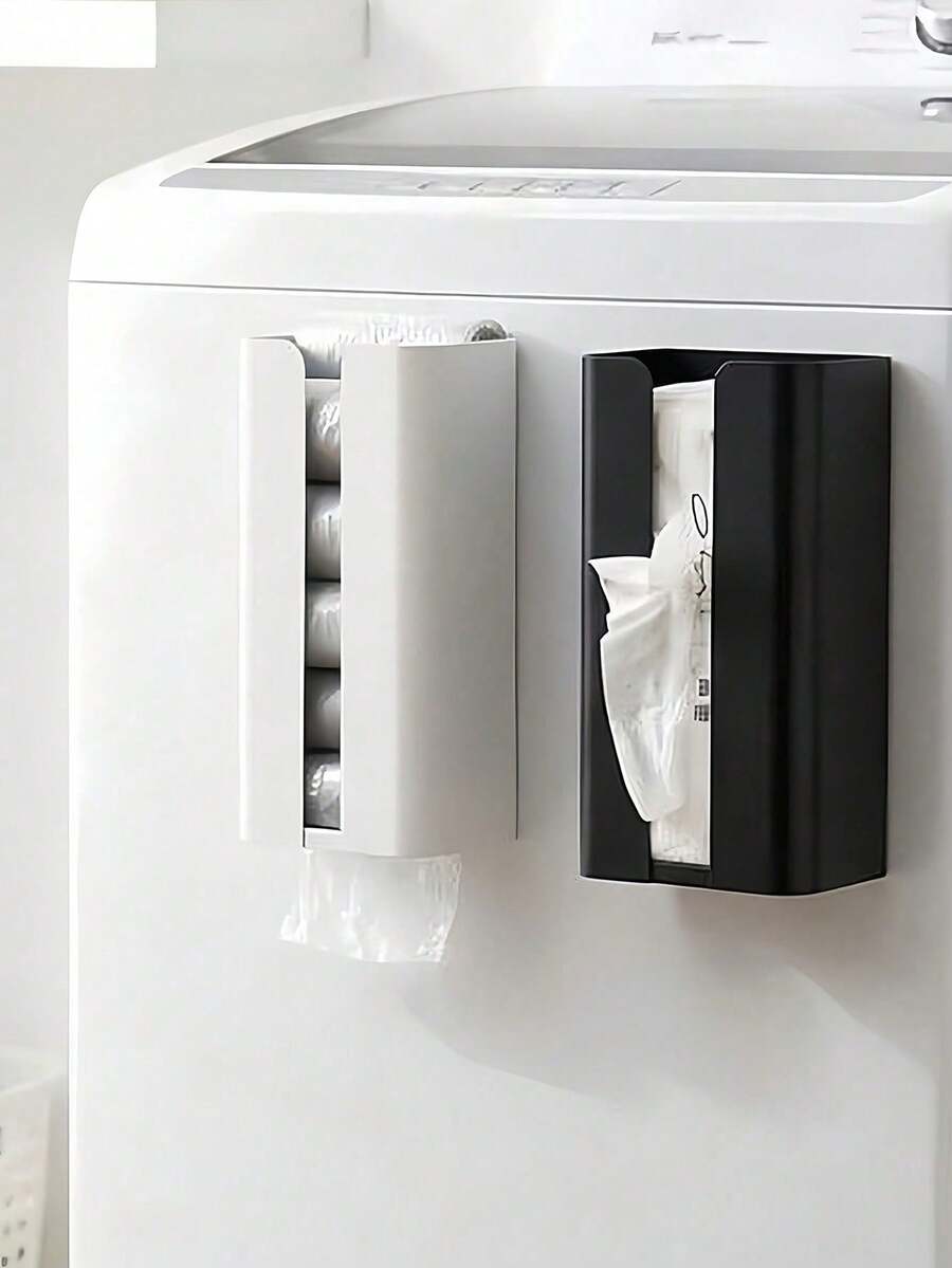 Wall-Mounted Tissue Box Suction Tissue Dispenser For Paper Towels Or Trash Bags Space-Saving Plastic Bag Holder Multi-Functional Tissue Storage Device For Living Room Kitchen Toilet Roll Storage Bathroom Accessories Toilet Accessories Home Accessory