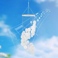 White Shell Wind Chime, Spiral Bohemian Shell Pendant, 72 * 17.2 Cm, Beach-Style Wind Chime, Suitable For Outdoors, Terrace And Garden - 1PC - View 5