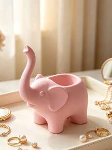 Elephant Shaped Cute Design Tray Jewelry Storage Organizer, Living Room Desktop Organizer And Home Decor, Multi-Purpose Desktop Decoration, Suitable For Jewelry, Keys, Wireless Earphones, Storage, Suitable For Placing Small Items, Home Decor, Commemorative Gift, Birthday Gift - Multicolor - View 6