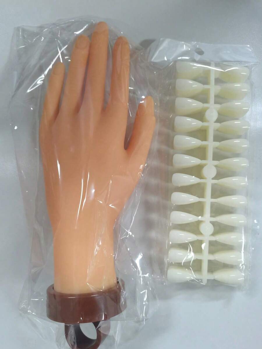 Practice Hand Model Set, Nail Art Practice Hand - Realistic Palm And Flexible Fingertips, Suitable For Nail Training, Bendable Fingers, With Stand And Desktop Clip, Perfect For Nail Art Practice, Suitable For Professionals And Beginners - Multicolor - View 1