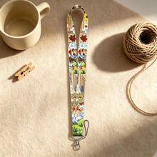 1 Piece Vintage Collage Print Lanyard With Card Holder, Cute Dog Mushroom Butterfly Pattern ID Badge Holder For Student Office Work, Cute Gift - Multicolor - View 5