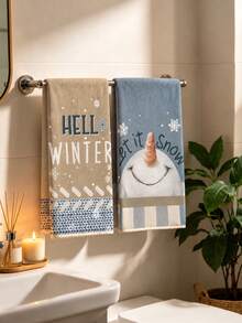 1pc/2pcs/6pcs Super Soft Microfiber Christmas Hand Towels, Snowman & Christmas Tree Pattern Design Dish Cloths, Kitchen Cleaning Rags, Suitable For Christmas Kitchen & Bathroom Decor, Advent Calendar Gift, Christmas Surprise - Multicolor - View 1