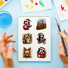 50PCS Christmas Illustrated Cat Sticker Pack, Cute Festive Holiday Kitty Decals, Funny Santa Hat Cat Designs, For Journal, Laptop, Water Bottle, Scrapbook, Gift Wrapping, Winter Party Decor, Cat Lovers - Multicolor - View 3