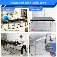 Foldable Table Tennis Table,Indoor & Outdoor Portable Ping Pong Table, Multifunctional Ping Pong Table Set, Includes Net, 2 Table Tennis Bats & 3 Balls - Black - View 3