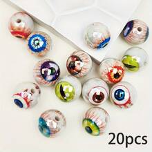 10/20 Pieces Glossy Double-Sided Eyeball Beads – Multicolored Acrylic – Ideal For Jewelry And Crafts – Perfect For Halloween And Party Decorations - White - View 7