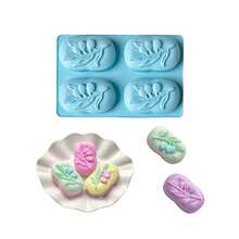 4格波浪長方形手工皂矽膠模具，DIY冷製皂模具，易脫模，耐熱矽膠，居家製皂、巧克力、石膏、香氛蠟燭、翻糖烘焙模具，情人節禮物，圖案底盤，龜背葉、幸福樹、玫瑰矽膠模具，冷製皂DIY皂模 - 藍色 - 查看 10