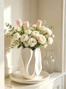 1pc Minimalist Curved Artistic Vase, Universal For Dried And Fresh Cut Flowers, Dining Table & Entryway Decor, Luxury Soft Furnishing, Housewarming Gift, Floral Display Container - Curved - View 2