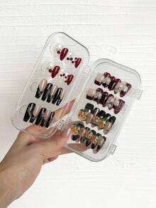3-Fold Transparent Nail Art Storage Box, Flip-Top Multi-Compartment Portable Nail Art Box, Suitable For Wearable Nail Storage, Display And Various Occasions - Multicolor - View 3