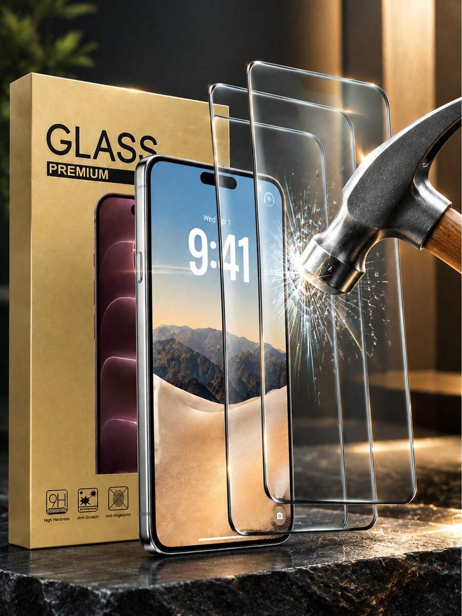 3PCS High Definition Tempered Glass Screen Protector Compatible With Iphone Duo, High Hardness, Transparent, Anti-Scratch, Anti-Fall, Waterproof, Compatible With IPhone Duo/18 Pro Max/18 Pro/18/17e/17 Pro Max/17 Pro/17 Air/17/16 Pro Max/16 Pro/16 Plus/16/15 Pro Max/15/14/13/12 And Other Models. - Clear - View 1
