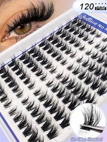 Segmented False Eyelashes With D-Curl Design, Specially Designed To Create "Cat Eye" Makeup Effect. These Single-Cluster Lashes Provide A Professional DIY Eyelash Extension Effect And Are Easy And Convenient To Wear, Allowing You To Easily Create A Charming Eye Makeup Look At Home. - D - View 1