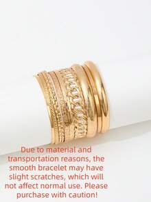 10pcs Boho Minimalist Bracelets Set For Women Retro Hip Hop Geometric Stackable Bracelet Daily Wear Party Jewelry Gift ﻿ ﻿ ﻿ - Yellow Gold - View 5