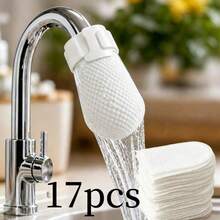 17pcs Faucet Filter Bags (15pcs Filter Cartridges + 2pcs Fixing Straps), Kitchen Drain Pipe Filter, High-Efficiency Pre-Filtration To Intercept Rust, Sediment And Impurities, Practical Water Purification Accessory - A - View 2