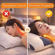 Travesseiro Ortopédico Cervical Ergonômico, Fino, Suporte para Coluna e Pescoço, Algodão Respirável, Antiácaro, Melhora a Postura **** - Cor aleatoria - Visão 5