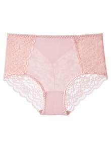 Aofeiqike Women's 4pcs Mid-Waist Wavy Edge Floral Lace Panties, Macaron Multi-Color Mid-Coverage Soft Daily Underwear Set - Multicolor - View 5