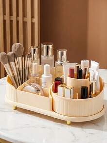 360° Rotating Makeup Organizer, Multi-Compartment Desktop Skincare And Makeup Brush Storage Rack, Vanity Makeup Brush And Lipstick Holder, Can Be Used As Office Desk Stationery Organizer - Multicolor - View 6