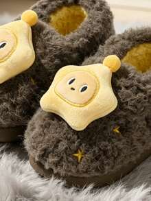 New Cartoon Star Children's Warm Slippers, Thick Soft Sole Fur Slippers For Boys And Girls, Suitable For Indoor Warmth In Autumn And Winter - Coffee Brown - View 4