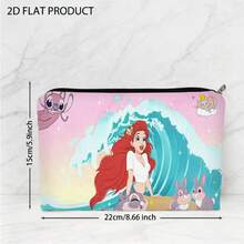 Disney The Ariel Cartoon Print Travel Cosmetic Bag, Durable Polyester Toiletry Organizer With Whimsical Dreamy Beach Design, Multiple Specifications Available, Perfect For Travel & Daily Beauty Storage - Multicolor - View 4