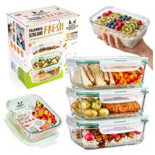 Superbutelki Glass Food Storage 1L Containers With Airtight Lids, Heat Resistant Lunch Boxes For Meal Prep, Oven, Microwave, Freezer And Refrigerator, Reusable Leakproof Glass Containers For Home, Kitchen, Work, School And Everyday Food Storage - Mint Blue - View 2